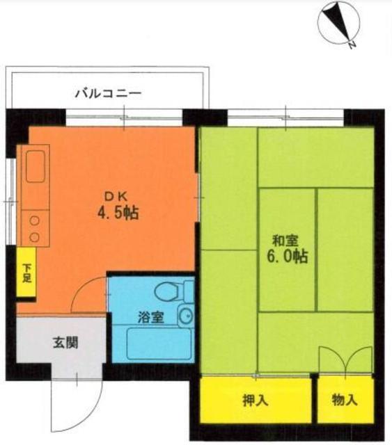 第二豊田ハイツ(1DK/2階)の間取り写真