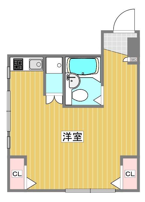 コルソビル(ワンルーム/3階)の間取り写真