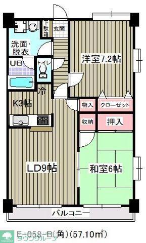 アウラ10(2LDK/7階)の間取り写真