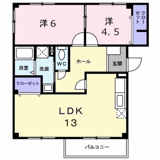 マンション久保1号(2LDK/2階)の間取り写真