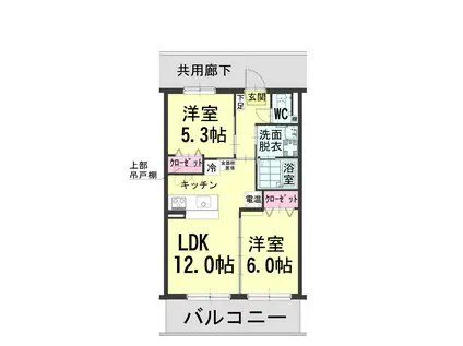 マーガレットA(2LDK/1階)の間取り写真