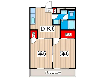 レジデンス本宮(2DK/1階)の間取り写真