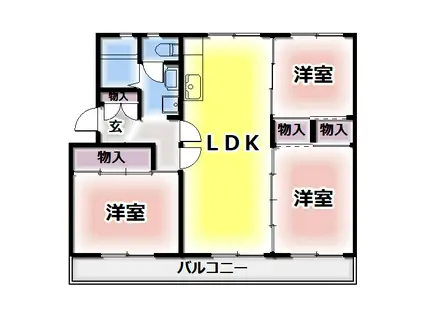 ヴィラナリー狭山1号棟(3LDK/3階)の間取り写真
