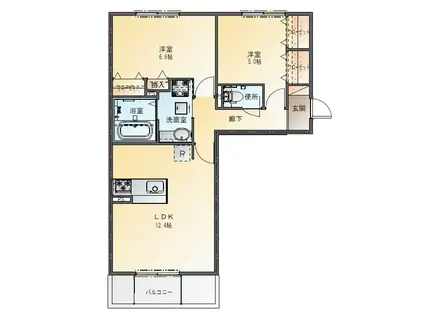 アルバA棟(2LDK/3階)の間取り写真