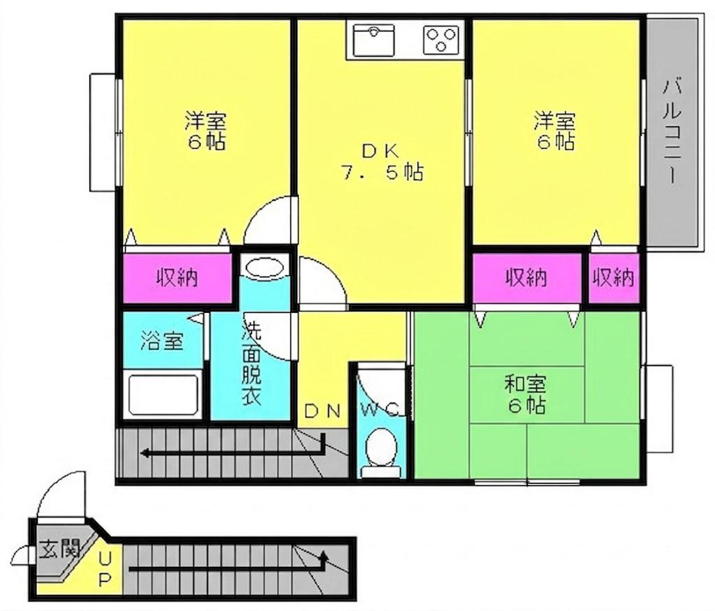 アビタシオンMY(3DK/2階)の間取り写真