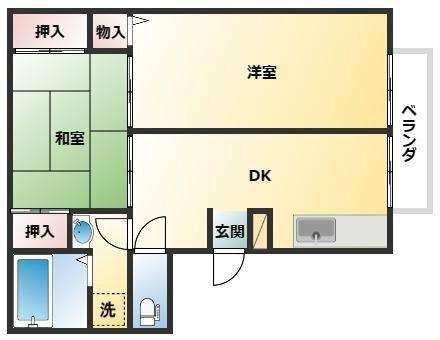 ウィンディア上原(2DK/2階)の間取り写真
