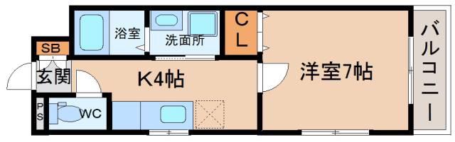 ハウスオウミ長等マンション(1K/4階)の間取り写真