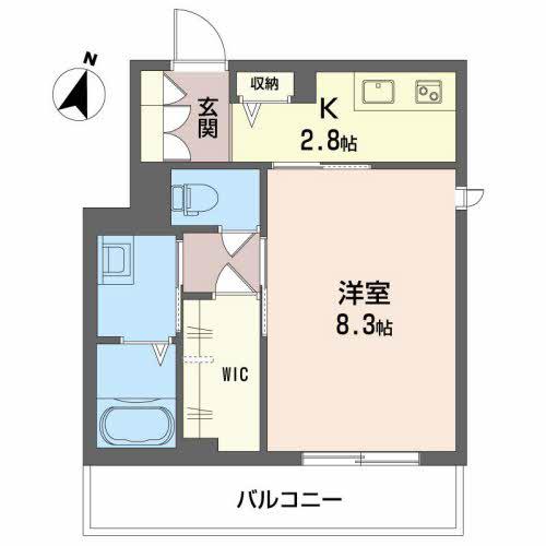 リガーレ中井(1K/3階)の間取り写真