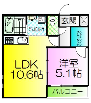 フジパレス湊III番館(1LDK/3階)の間取り写真