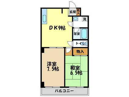 エステート富士見(2DK/3階)の間取り写真