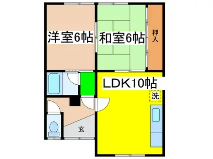 中井ハイツ(2LDK/1階)の間取り写真