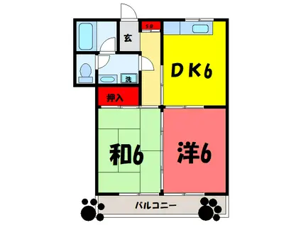 櫻井ハイツ(2DK/2階)の間取り写真