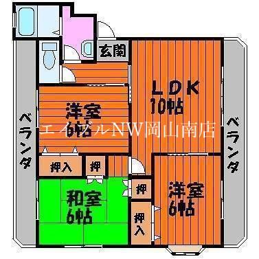 ドミール福島A(3LDK/1階)の間取り写真