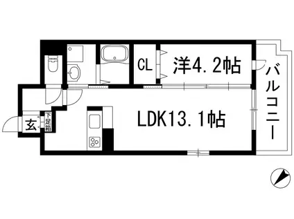 パークサイド宝塚(1LDK/1階)の間取り写真