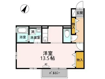 ボナールKII(ワンルーム/2階)の間取り写真
