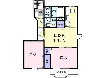 K・レジデンスI(2LDK/1階)の間取り写真