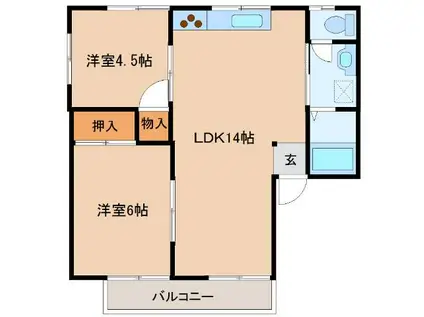 上田アーバンライフ(2LDK/3階)の間取り写真