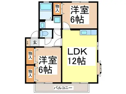 コスモスパーク稲里イースト E(2LDK/1階)の間取り写真