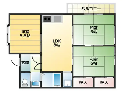 マンショングランディー(3LDK/2階)の間取り写真