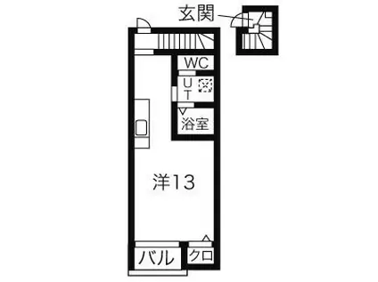 アメリカンアパートメントハウス A棟・B棟(ワンルーム/2階)の間取り写真