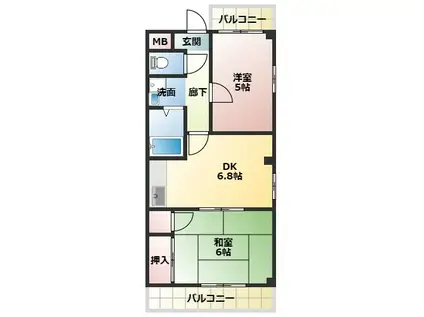 清山マンション(2DK/3階)の間取り写真