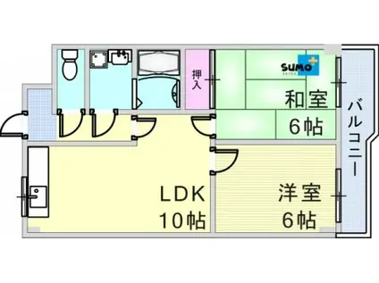 サウザンドコート明石(2LDK/3階)の間取り写真