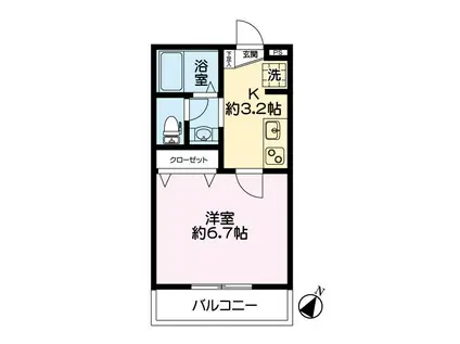 MAISON I-BOX(1K/1階)の間取り写真