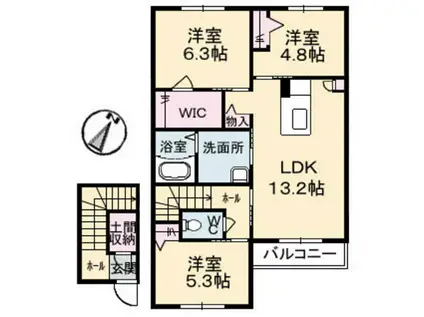 ファンコート堀越一番館(3LDK/2階)の間取り写真