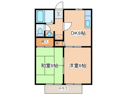 サンライフISHII(2DK/1階)の間取り写真