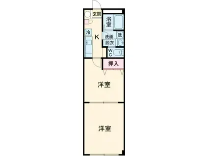 ハイツ礼節(2K/1階)の間取り写真