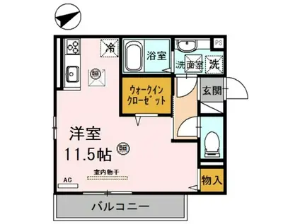 D-ROOM出島(ワンルーム/1階)の間取り写真