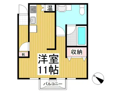 箕瀬レジデンス(ワンルーム/1階)の間取り写真