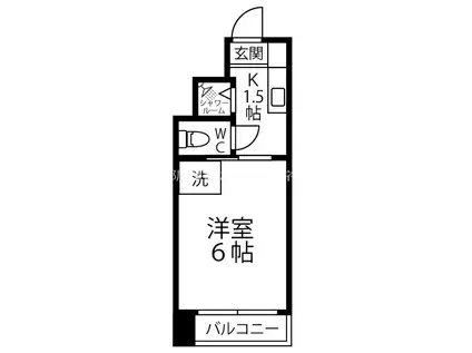 MIN若葉(1K/2階)の間取り写真