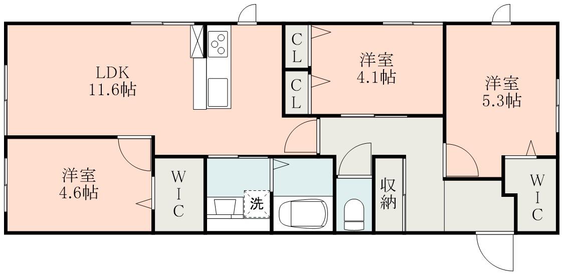 ファビュラス(3LDK/1階)の間取り写真
