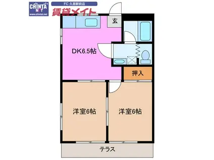 サン高茶屋ハイツ(2DK/1階)の間取り写真