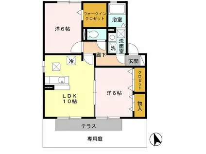 カーサロッソ(2LDK/1階)の間取り写真