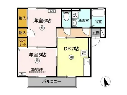 パストラル米原A棟(2DK/1階)の間取り写真