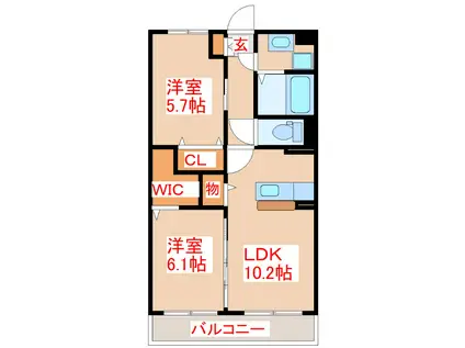 LIVE II(2LDK/1階)の間取り写真