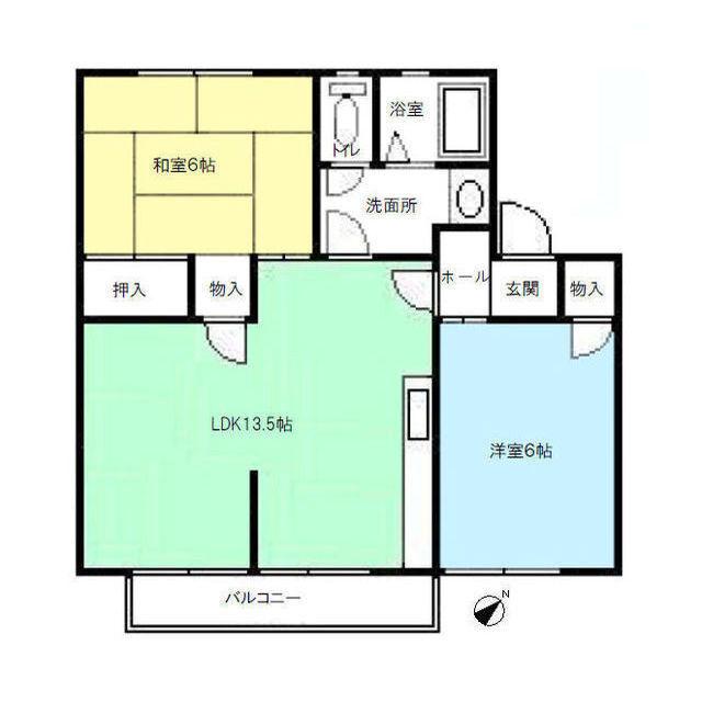 かきつばた日工B(2LDK/1階)の間取り写真