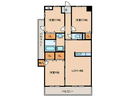 クレールヴィラ(3LDK/5階)の間取り写真