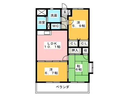 アビーロード(3LDK/4階)の間取り写真