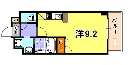 アスヴェル神戸ハーバーサイド(ワンルーム/10階)の間取り写真