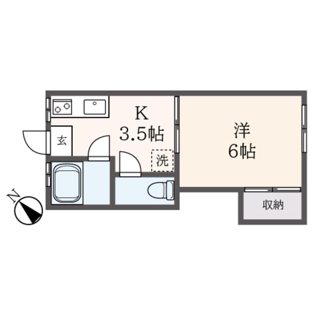 ハウスいずみ(1K/1階)の間取り写真