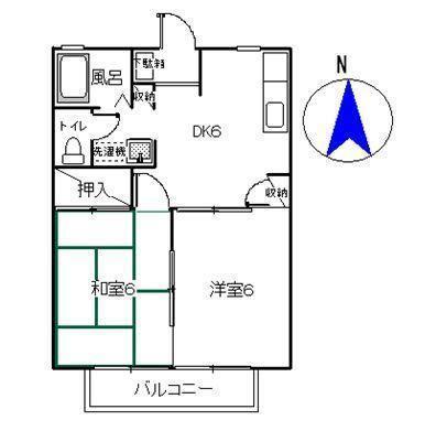 エルフィン(2DK/2階)の間取り写真