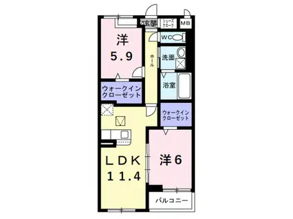 アイマコート 初芝(2LDK/3階)の間取り写真