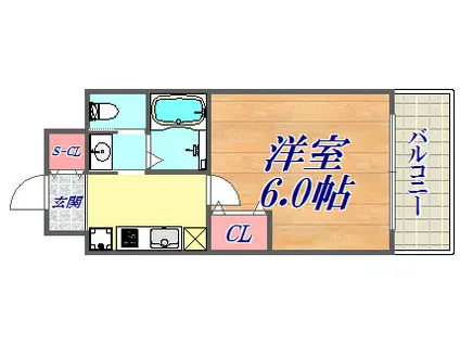 エステムコート神戸元町Ⅱリザーヴ(1K/2階)の間取り写真