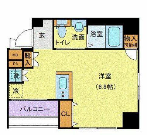 ガリシア日本橋水天宮Ⅱ(1K/4階)の間取り写真