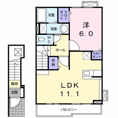 プリマベーラ B(1LDK/2階)の間取り写真