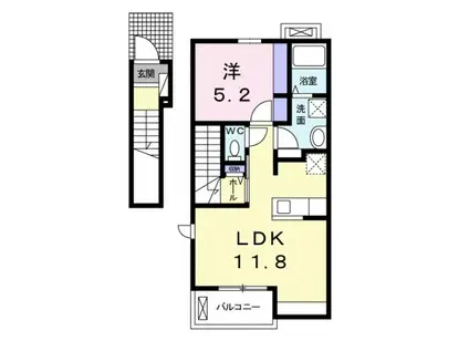 ヴィラ・大砂場A(1LDK/2階)の間取り写真