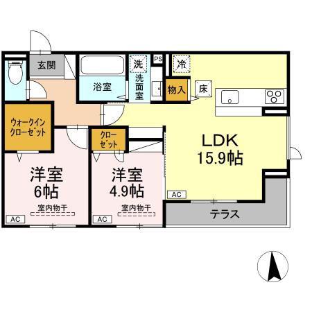 D-ROOM住吉 メゾン・ド・シャノワール(2LDK/1階)の間取り写真